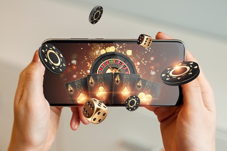 Antarmuka Mesin Arcade manistoto menampilkan pilihan permainan blackjack, roulette, dan varian arcade interaktif